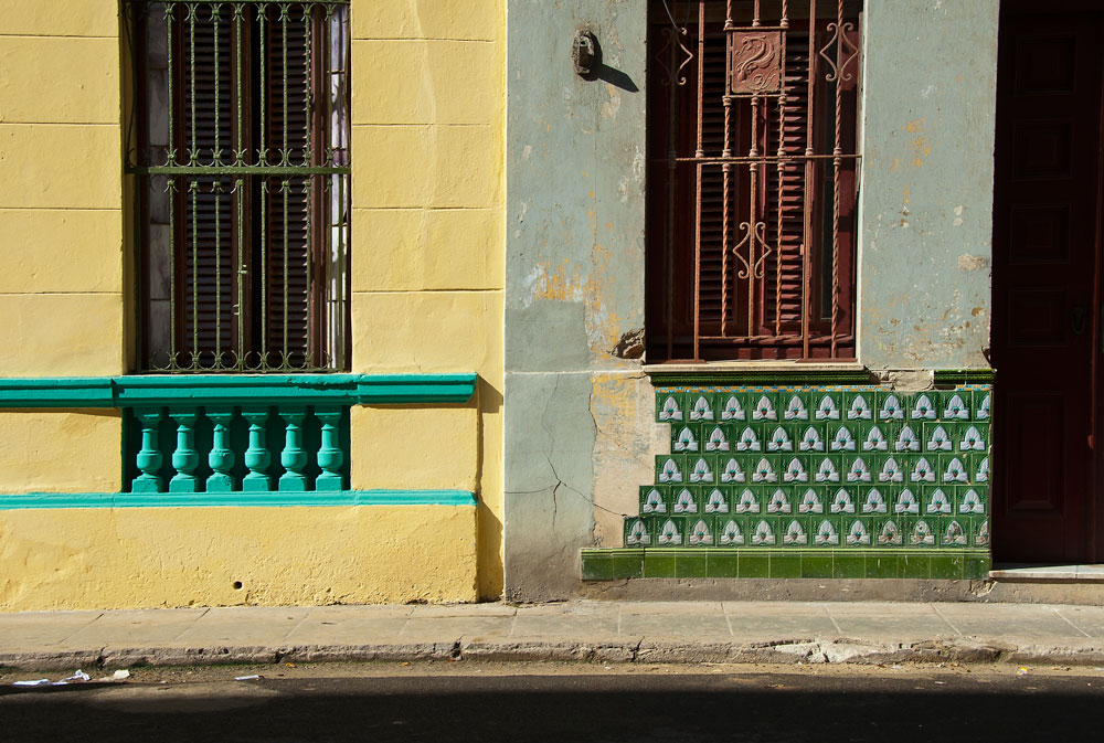 Colorful tile work on a building in Havana