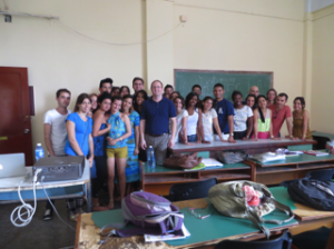 Dr. Patrick Frantom with biochemistry class in Cuba. March 2015